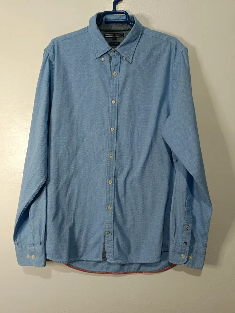 Camisa manga larga Tommy Hilfiger estampado microcuadros talla L