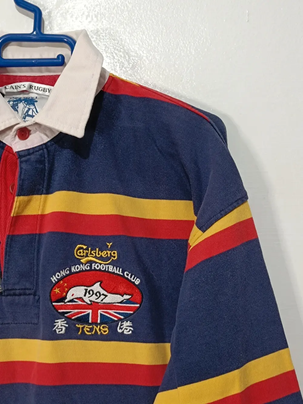 Polo vintage Rugby 🏉 Hong Kong Football Club Tens Calsberg talla L ver medidas, foto 5