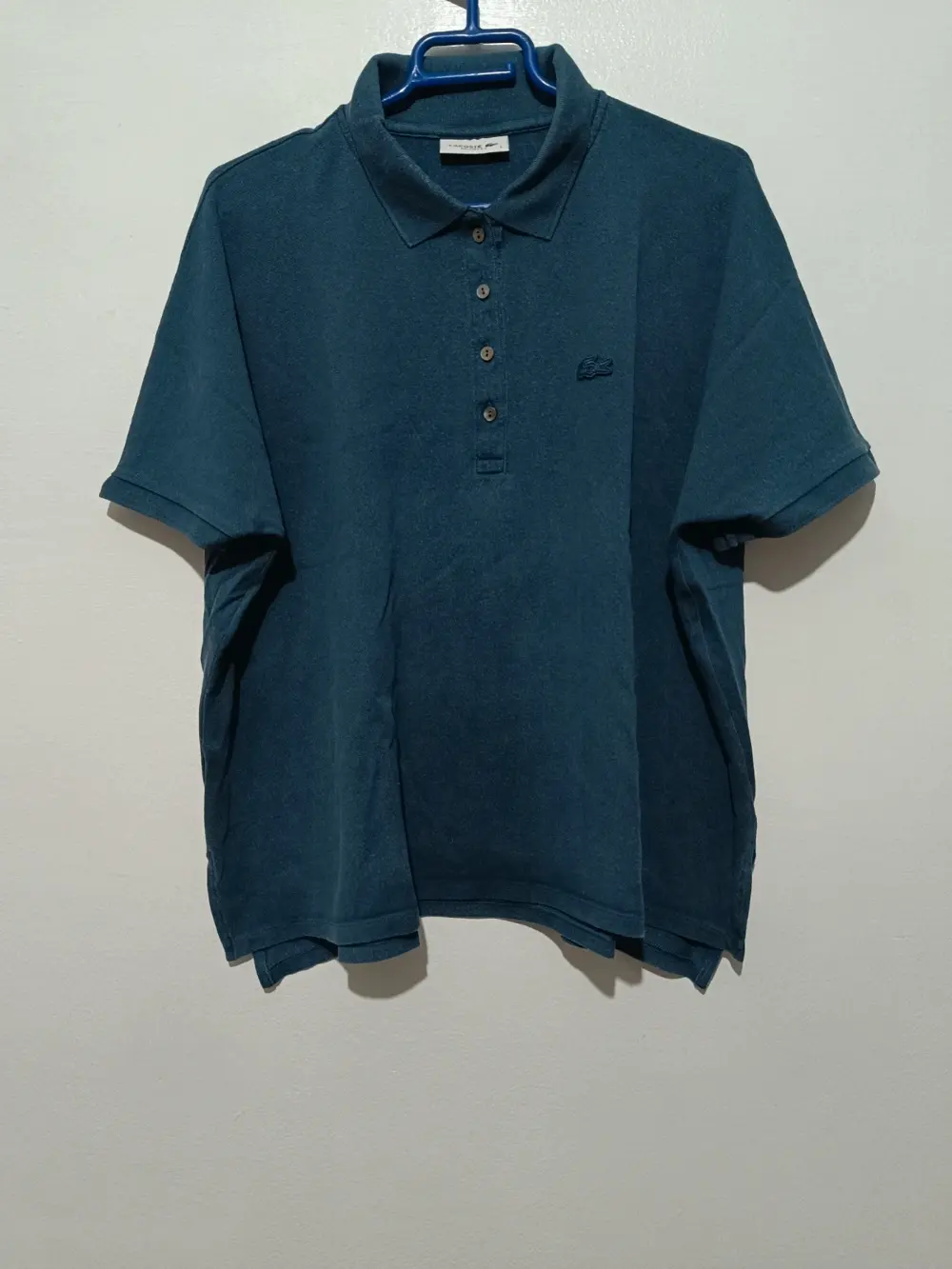 Polo ancho Lacoste Paris piqué Navy blue mujer talla L