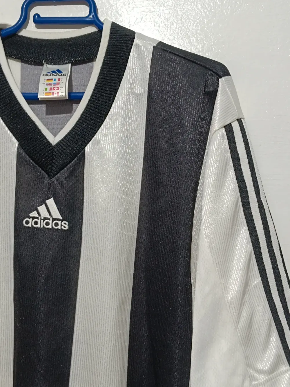 Camiseta a rayas vintage años 90 Adidas núm 3 talla L ver medidas, foto 3