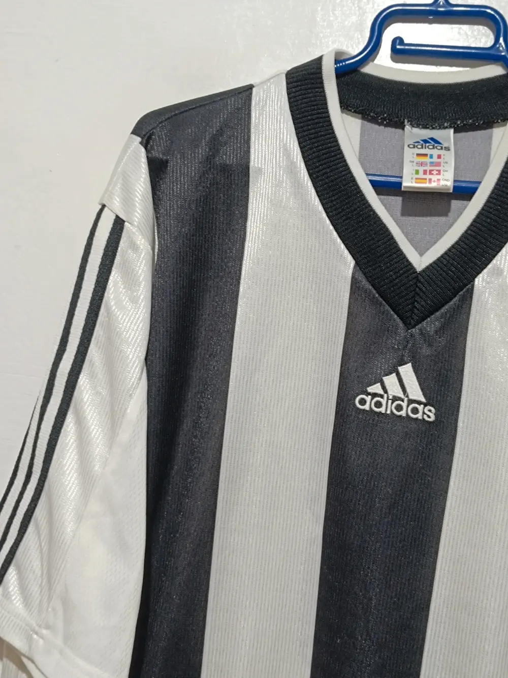 Camiseta a rayas vintage años 90 Adidas núm 3 talla L ver medidas, foto 4