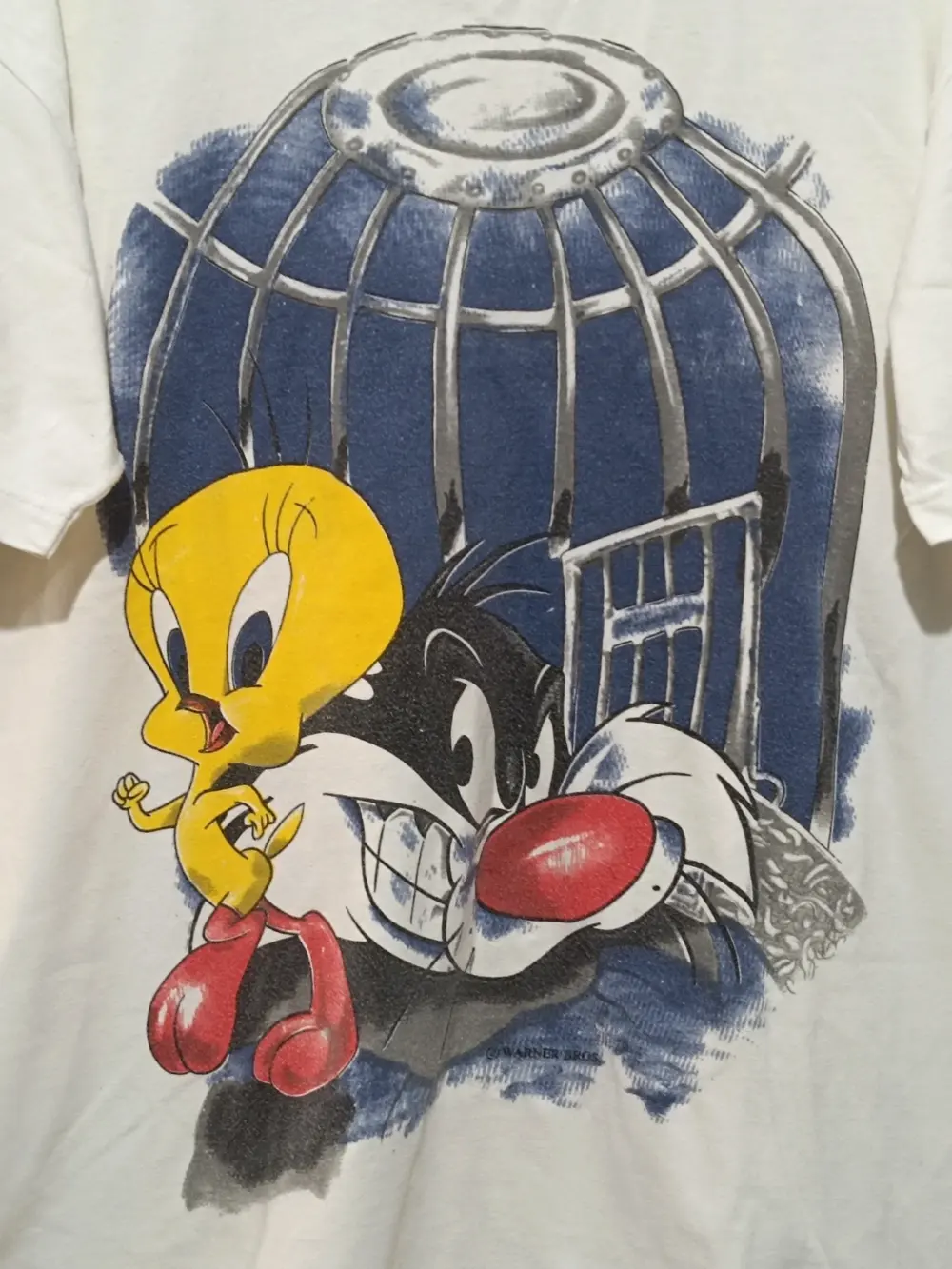 Camiseta vintage años 90 Looney Tunes Piolín "tweety bird"Silvestre 50° a la Sombra talla L, foto 2