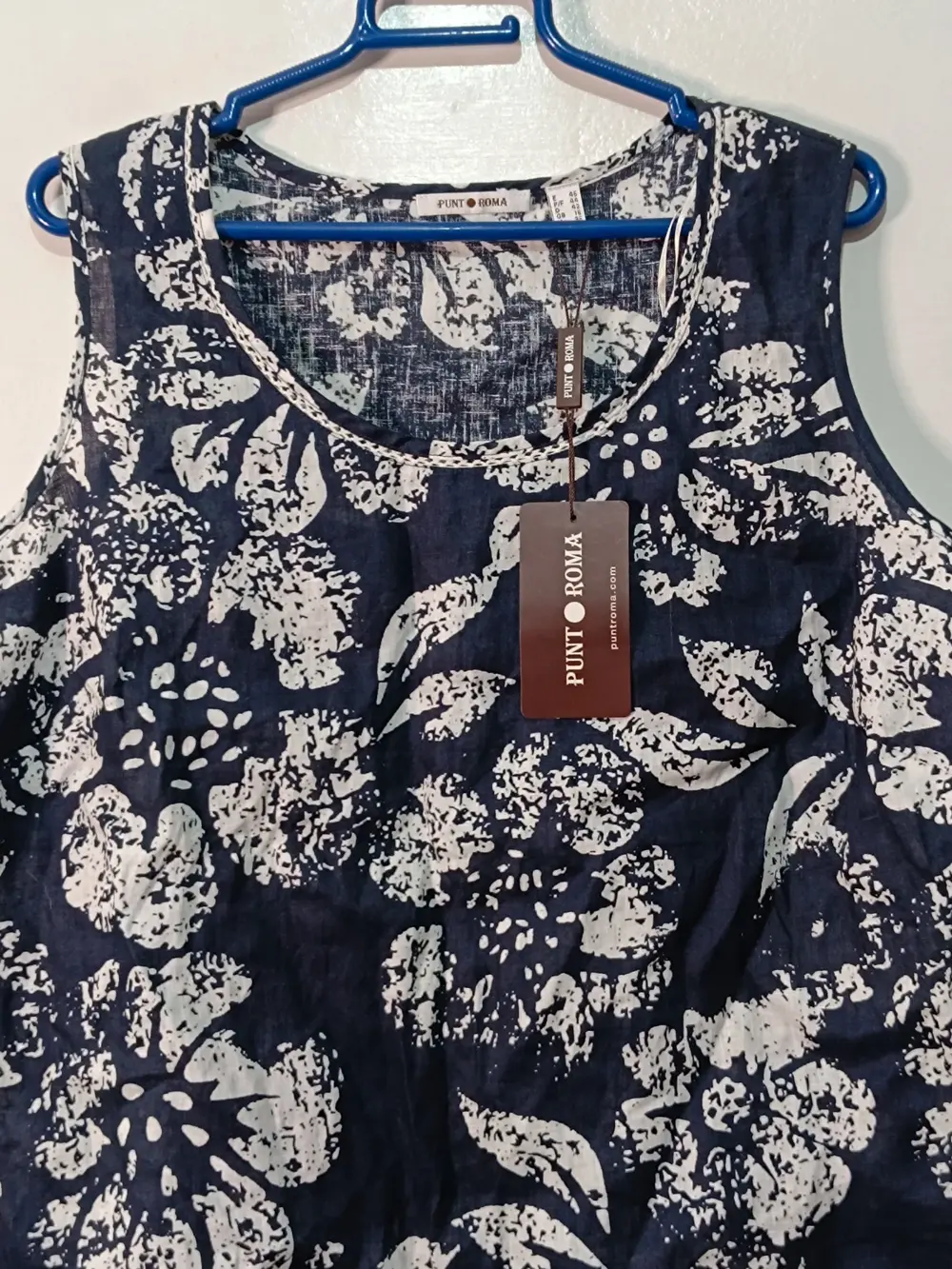 Camiseta top lino estampado Punt Roma talla 46, foto 2