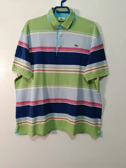 Polo manga corta a rayas vintage Lacoste talla 7 equivale a una XXL ver medidas