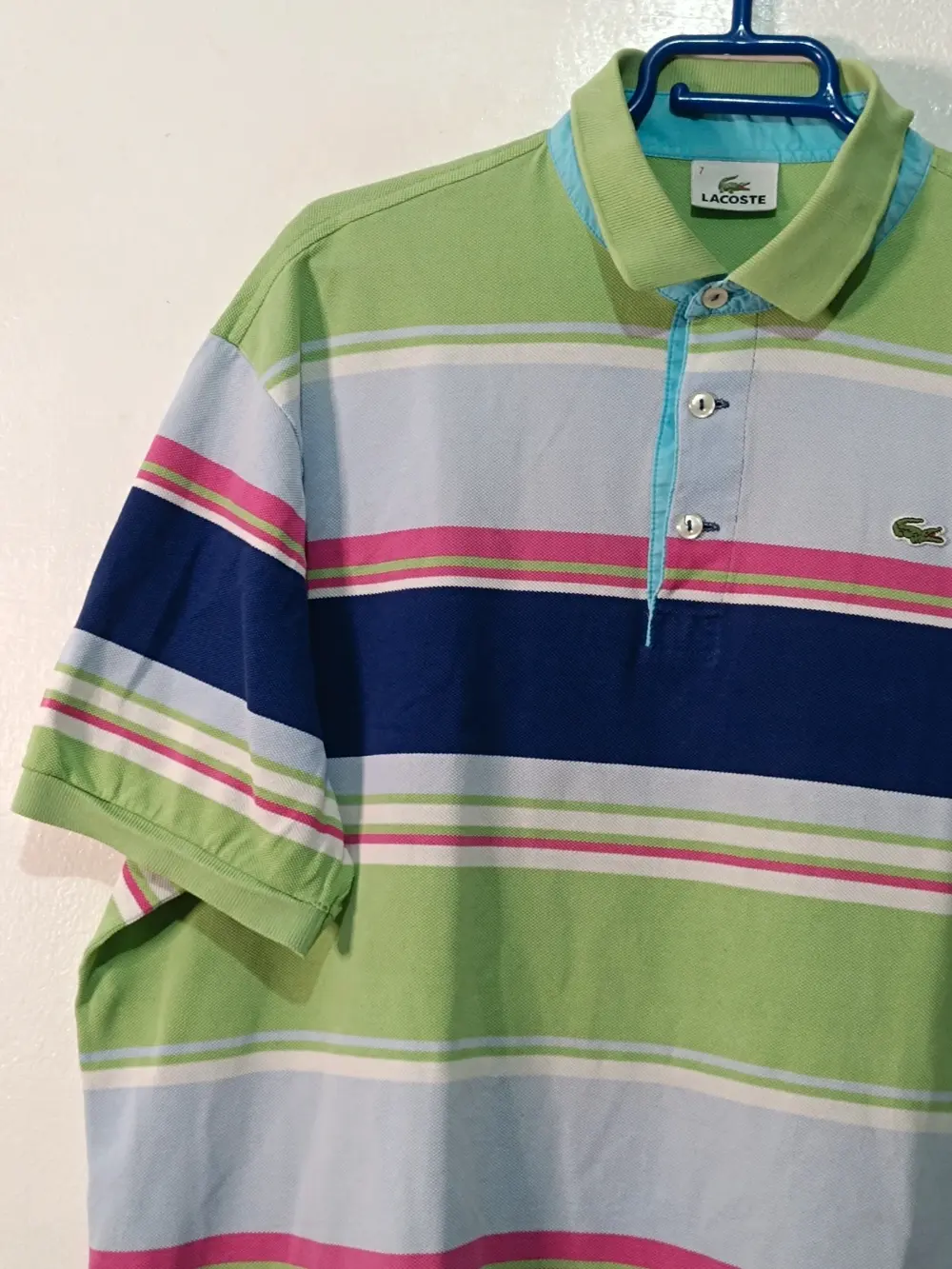 Polo manga corta a rayas vintage Lacoste talla 7 equivale a una XXL ver medidas, foto 3