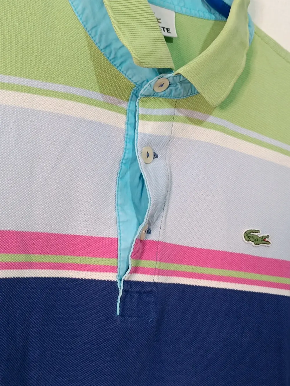 Polo manga corta a rayas vintage Lacoste talla 7 equivale a una XXL ver medidas, foto 4