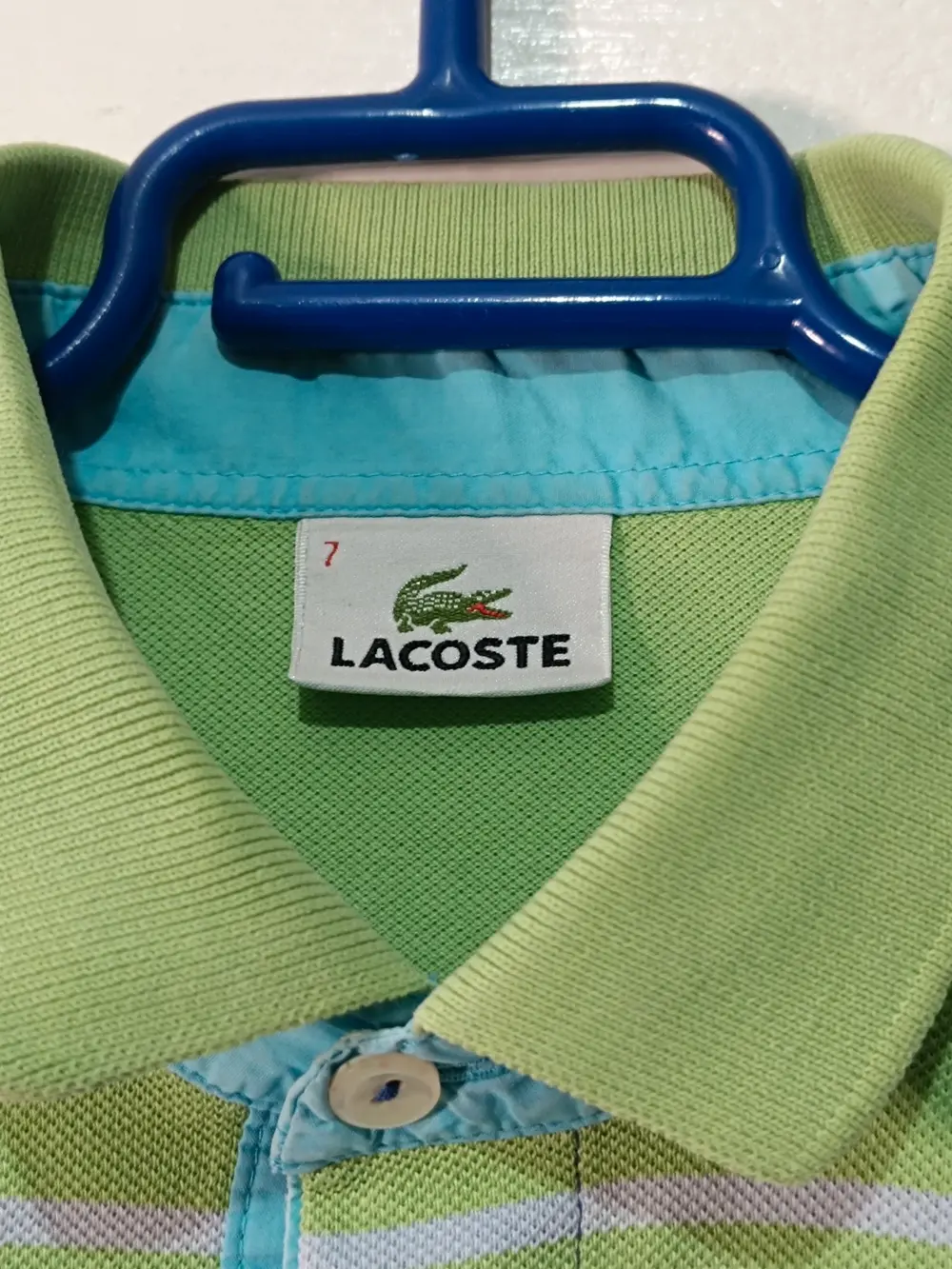 Polo manga corta a rayas vintage Lacoste talla 7 equivale a una XXL ver medidas, foto 5