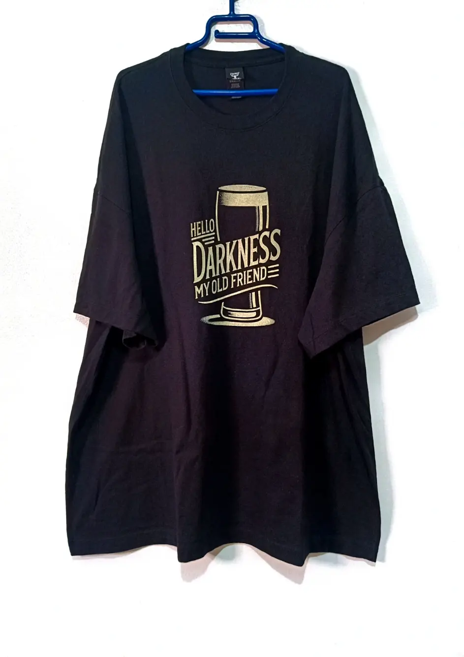 Camiseta grafica Cerveza Hello Darkness My Old Friend Cerveza talla XXL ver medidas Hanes Beefy