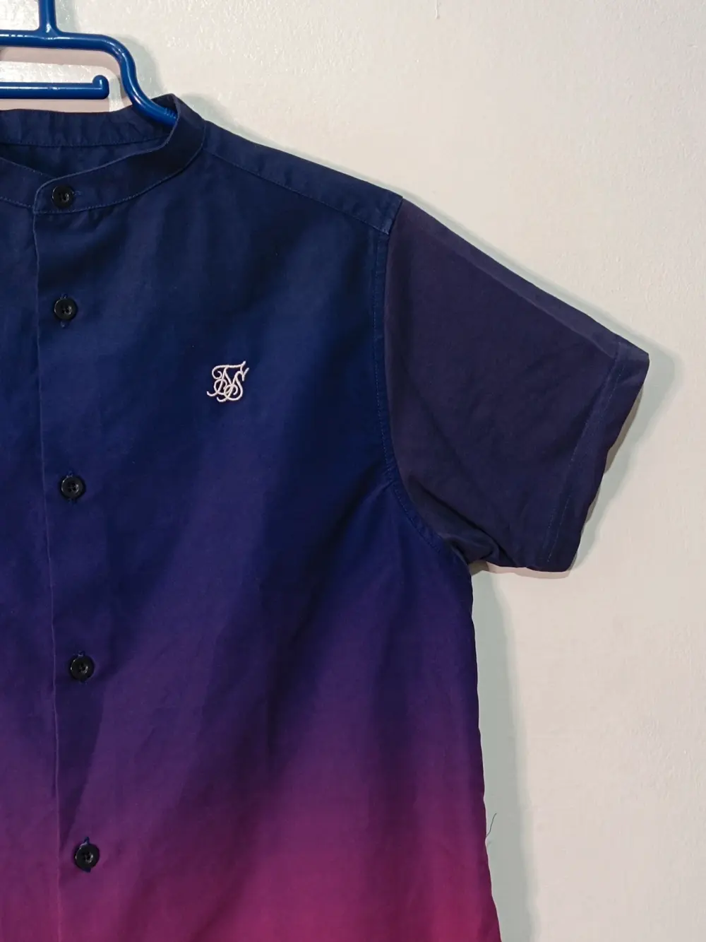 Camisa manga corta Siksilk Fade Grandad Navy & Neón talla XS ver medidas, foto 4