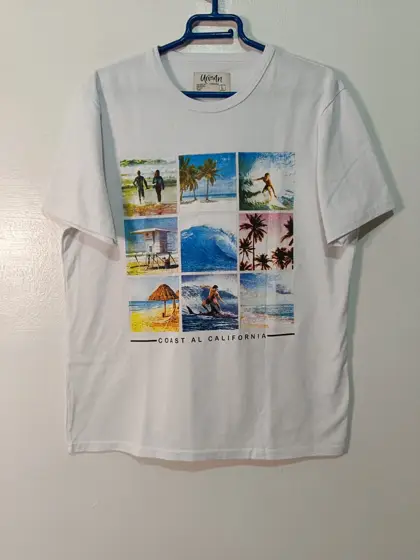 Camiseta blanca estampada surf California | Urban Vintage | Talle L