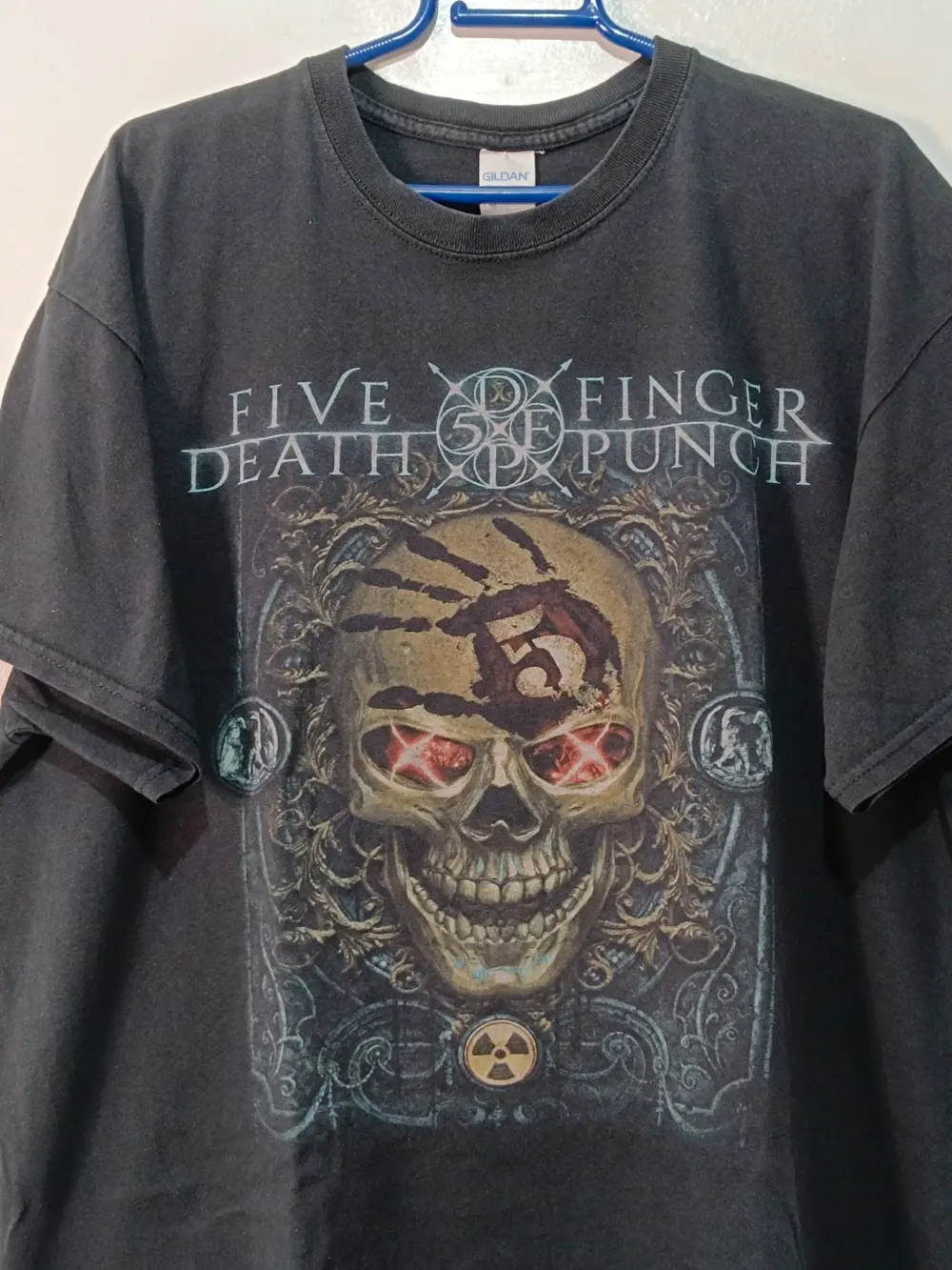 Camiseta Five Finger Death Punch 5FDP Skull Calavera Talla XL Band Tee Metal Vintage Gildan, foto 2