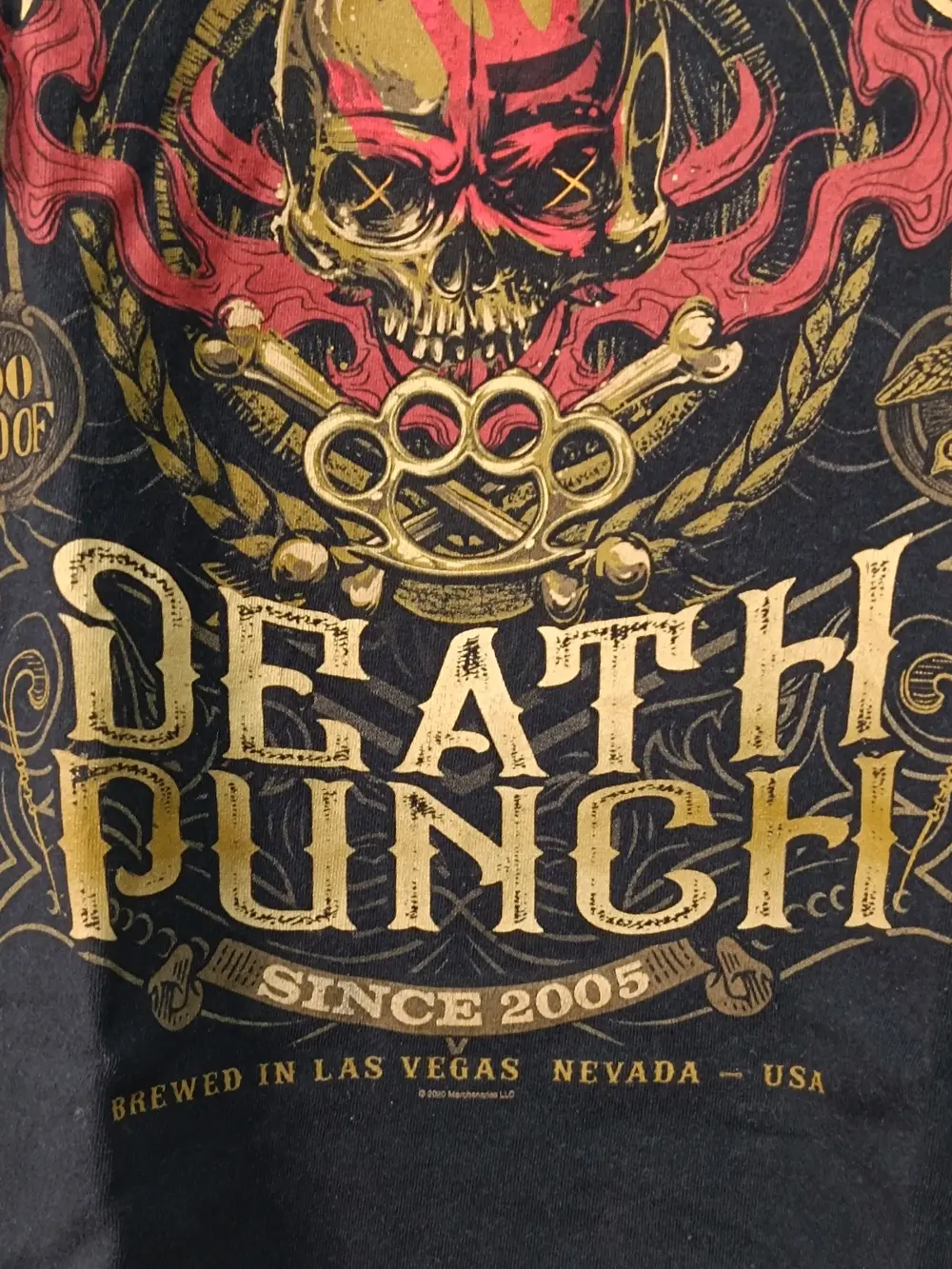 Camiseta Five Finger Death Punch 5FDP Since 2005 Las Vegas Skull XL Gildan Oficial, foto 2