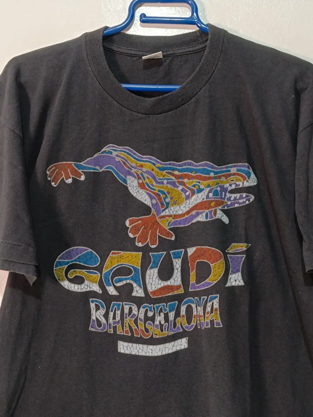 Camiseta Vintage Gaudí Barcelona Lagarto Park Güell Mosaico Años 90 Talla L Cross Star, foto 2