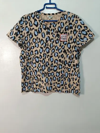 Camiseta KENZO Leopardo Azul y Beige - Talla M