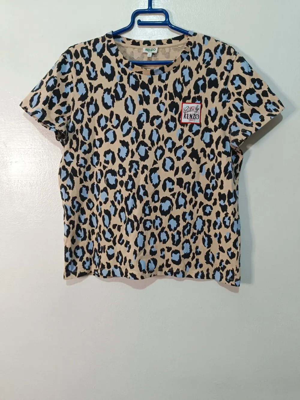 Camiseta KENZO Leopardo Azul y Beige - Talla M