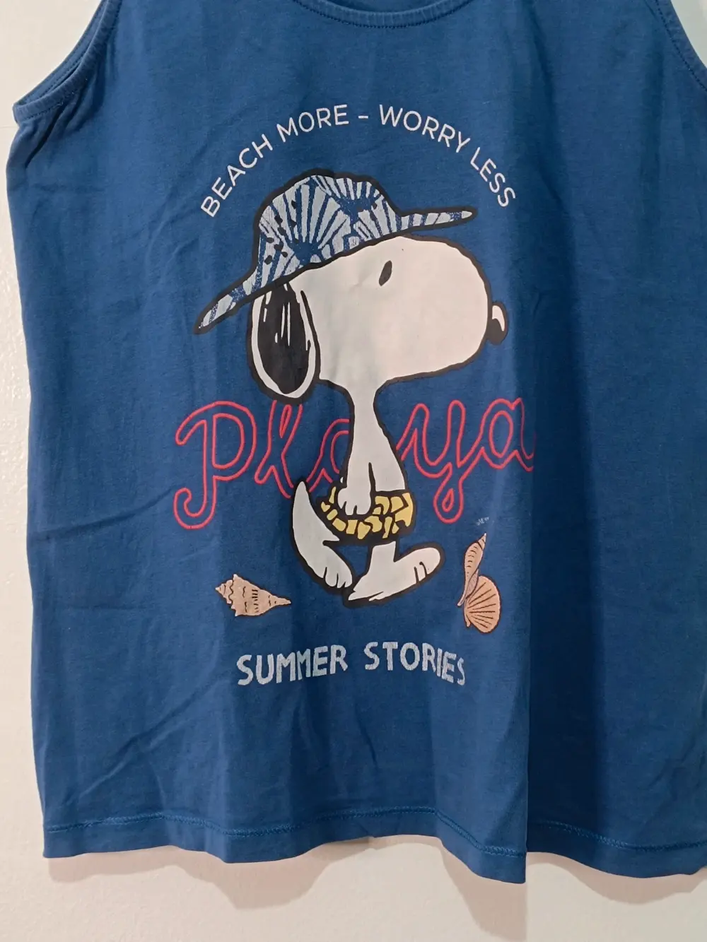 Camiseta tirantes Snoopy Peanuts × Women'secret azul "Beach More Worry Less" | Talla M, foto 2