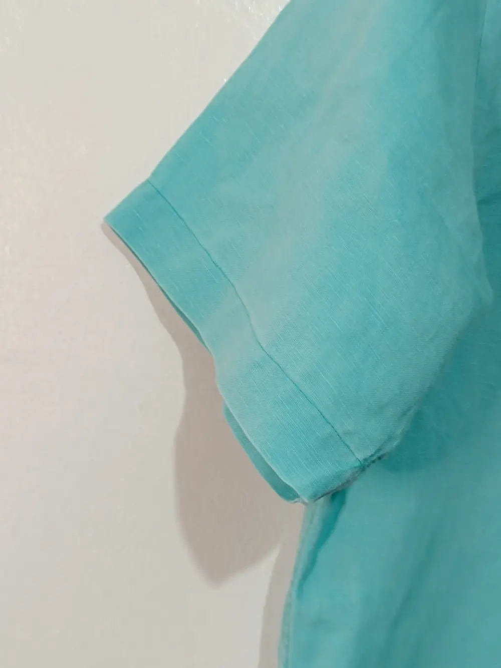 Camisa manga corta Ralph Lauren lino puro | camisa turquesa menta | pony rosa bordado | talla XS, foto 5