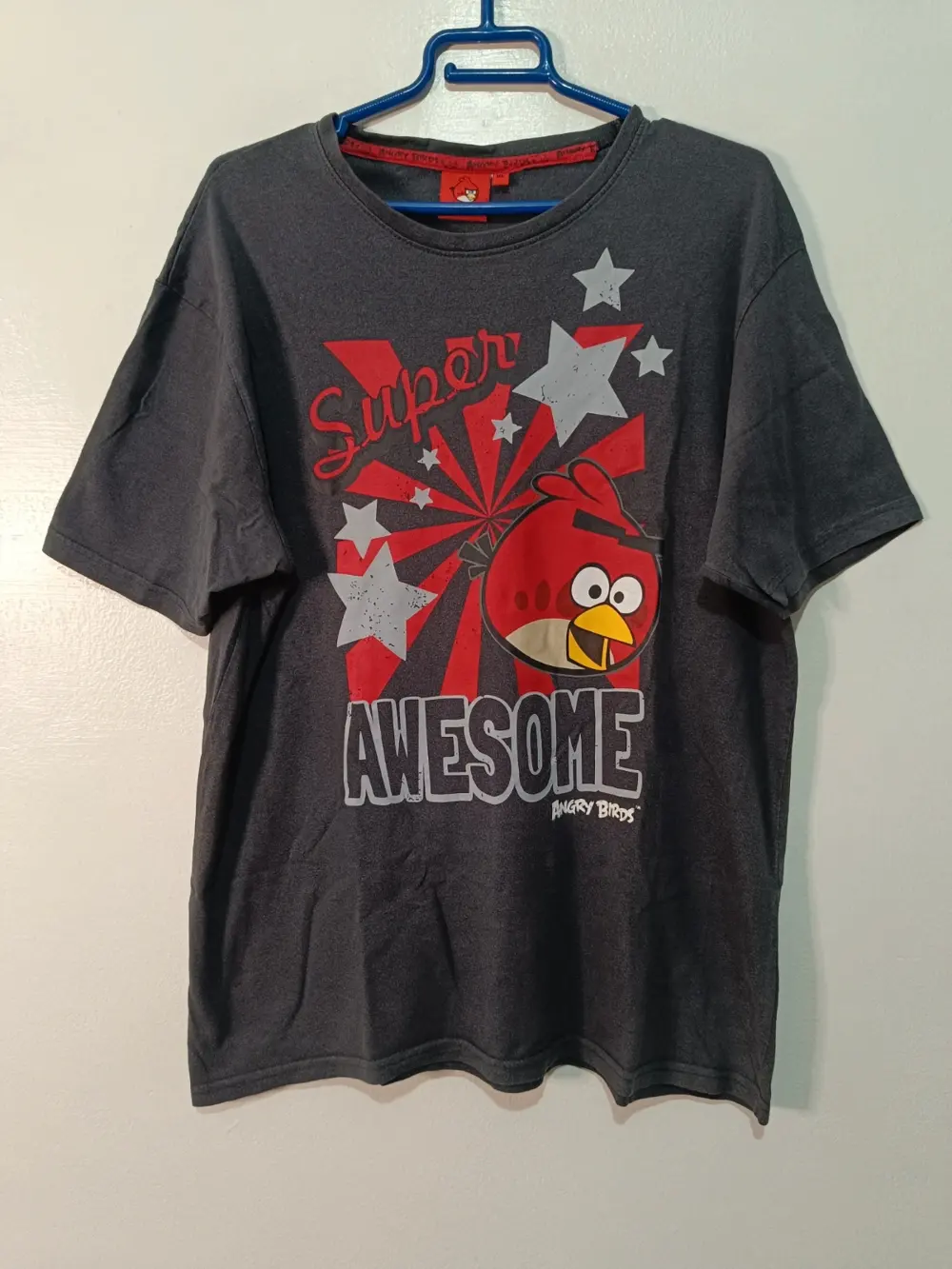 Camiseta Angry Birds oficial Rovio | "Super Awesome" | talla XL | gris marengo