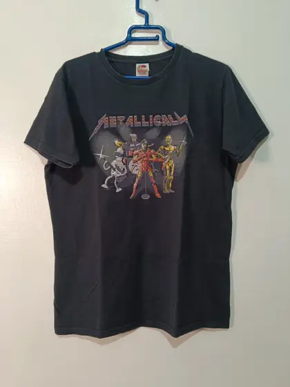 Camiseta Metallica x Star Wars x Futurama • "Metallically" • Robot Band • Vintage Tee • Talla L