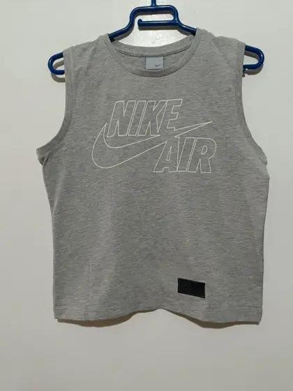 Camiseta nike air crop muscle tee gris logo outline mujer M vintage