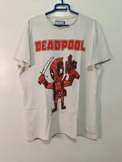 Camiseta Marvel Deadpool Blanca Talla XL - Estilo Cómic
