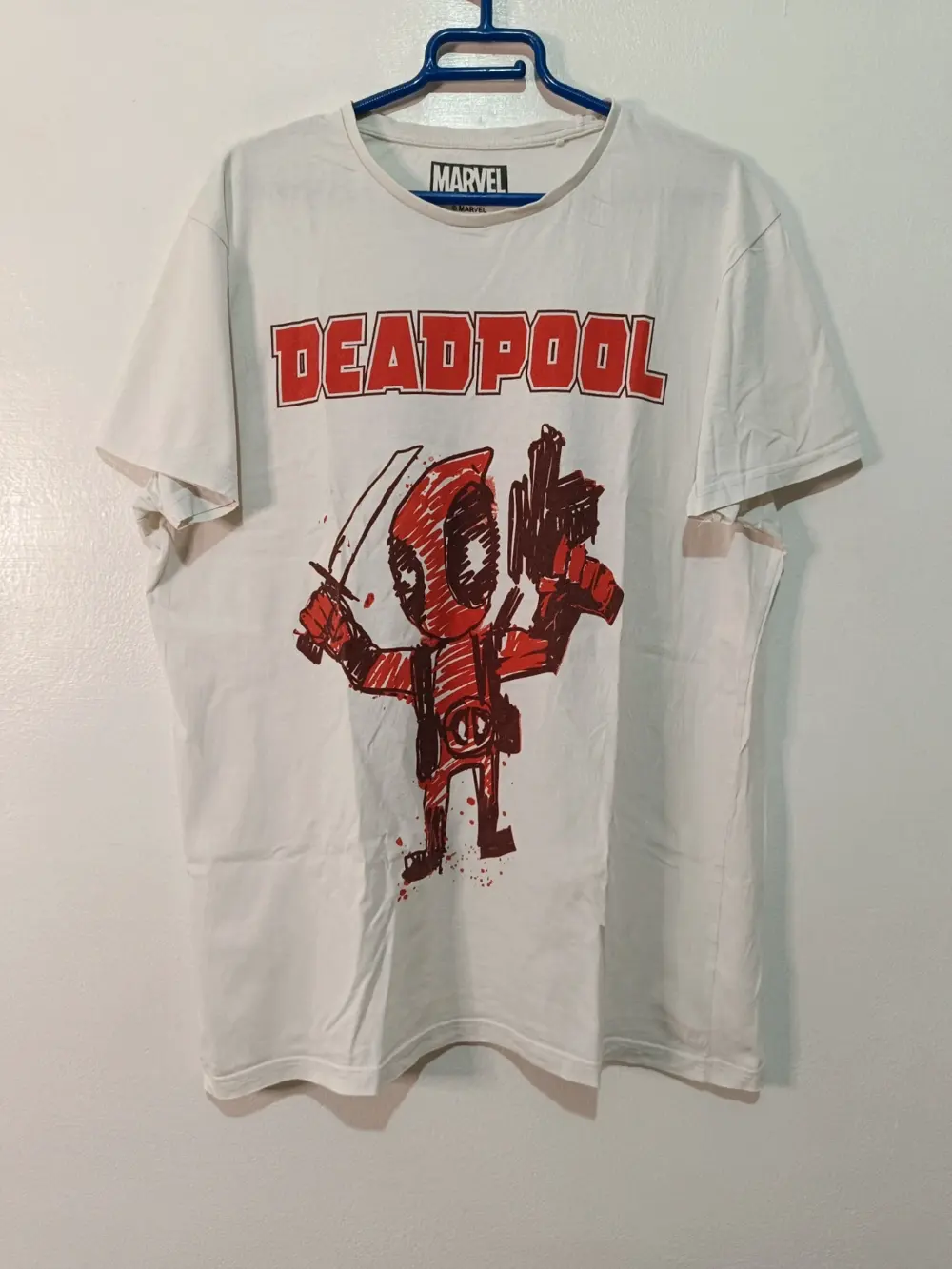 Camiseta Marvel Deadpool Blanca Talla XL - Estilo Cómic
