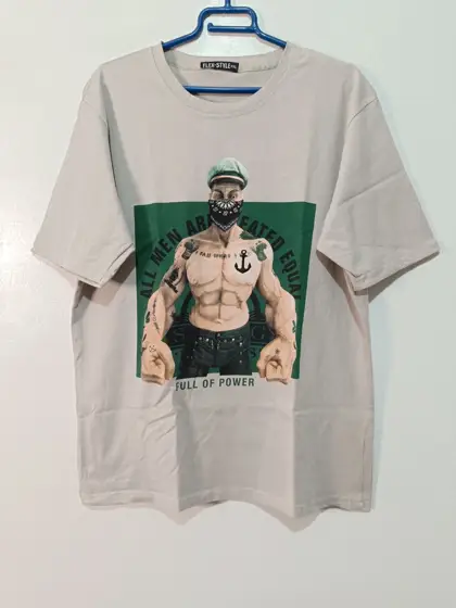Camiseta gráfica streetwear Marinero Flex Style Beige Talla XXL (Queda como XL) -ver medidas