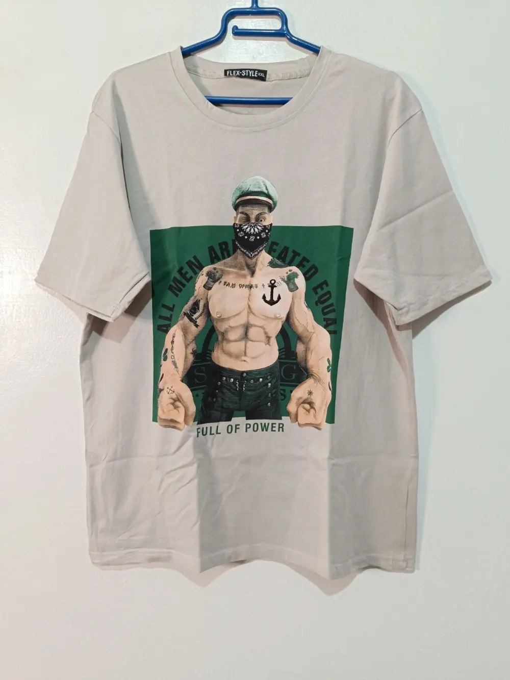 Camiseta gráfica streetwear Marinero Flex Style Beige Talla XXL (Queda como XL) -ver medidas