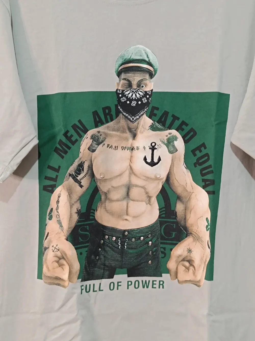 Camiseta gráfica streetwear Marinero Flex Style Beige Talla XXL (Queda como XL) -ver medidas, foto 2