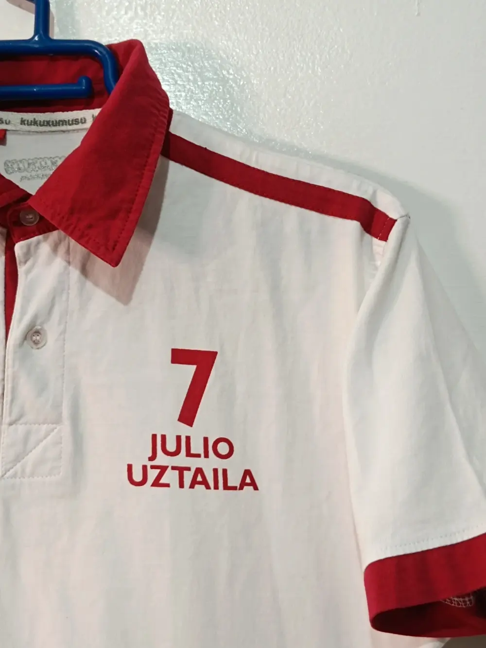 Polo San Fermín Blanco/Rojo - 7 Julio Uztaila - Talla M Kukuxumusu, foto 4