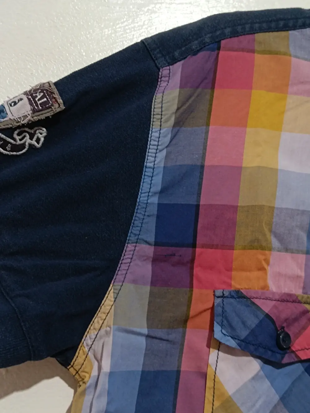 Camisa manga corta Desigual a cuadros multicolor talla XL ver medidas, foto 4