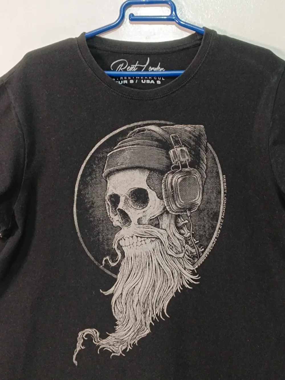 Camiseta Negra Reset London Skull & Headphones Talla S, foto 2