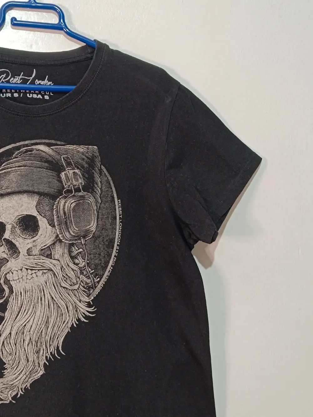 Camiseta Negra Reset London Skull & Headphones Talla S, foto 4