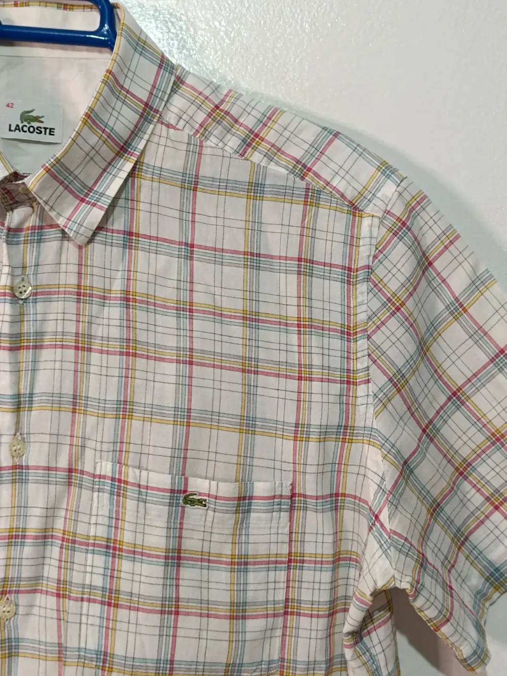 Camisa a cuadros manga corta Lacoste talla 42 ver medidas, foto 3