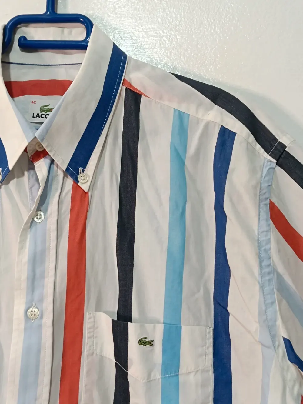 Camisa a rayas manga corta Lacoste talla 42 ver medidas, foto 4