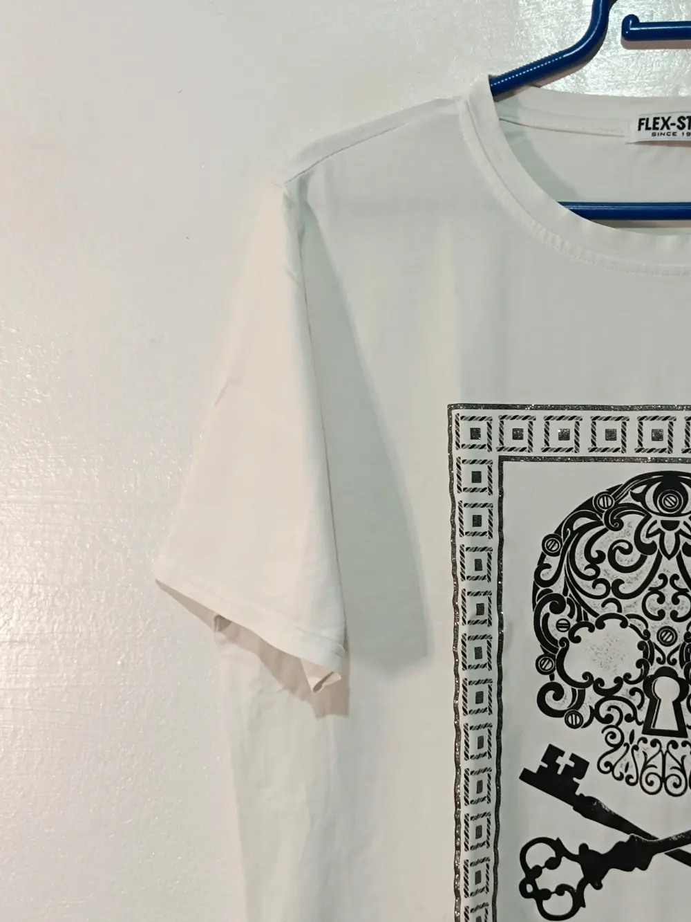 Camiseta blanca estampado calavera flex style talla L ver medidas, foto 3