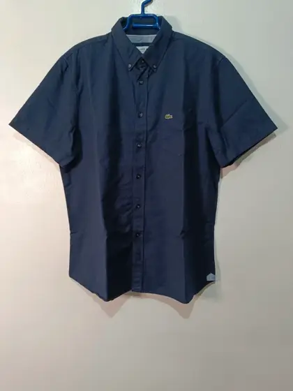 Camisa Lacoste Manga Corta Azul Marino Bolsillo talla XL ver medidas