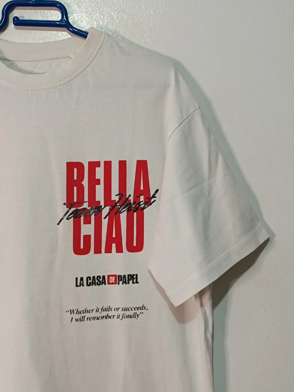 Camiseta La Casa de Papel x Pull&Bear Bella Ciao Blanca Talla M Oversize, foto 3