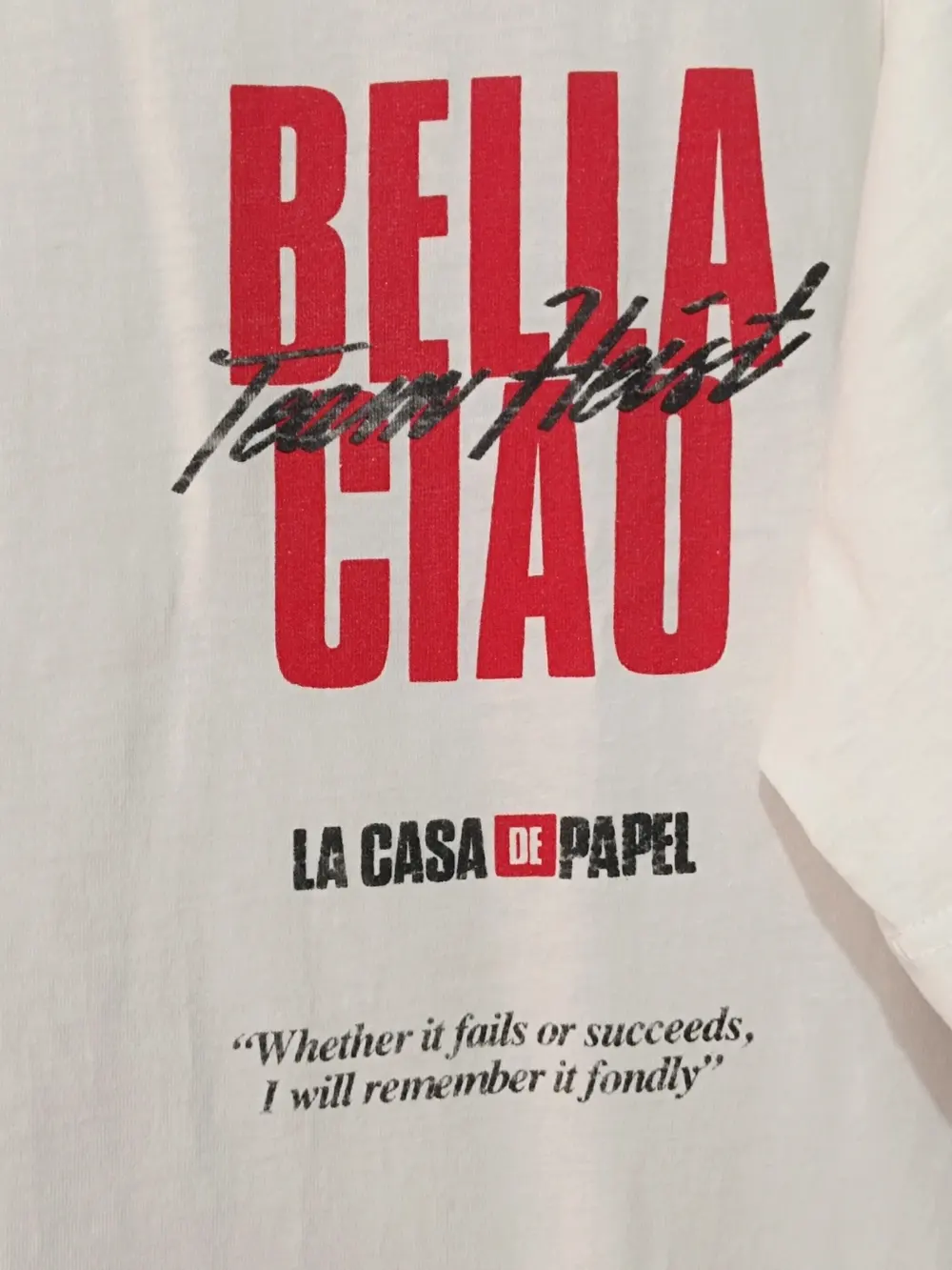 Camiseta La Casa de Papel x Pull&Bear Bella Ciao Blanca Talla M Oversize, foto 5