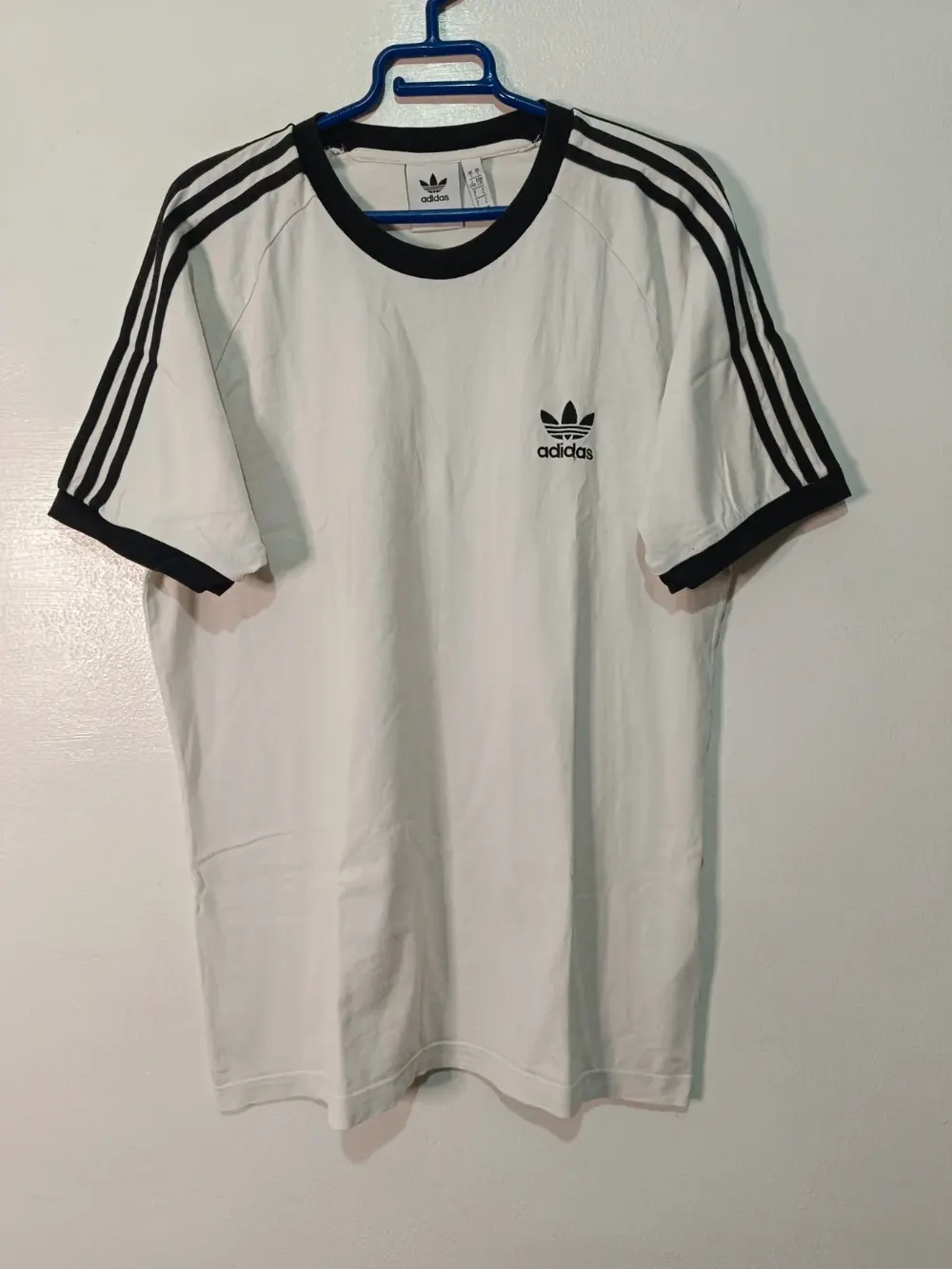 Camiseta Adidas Originals 3 Rayas - Blanca/Negra - Talla L