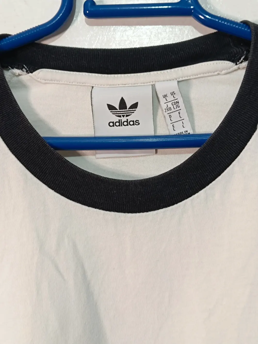 Camiseta Adidas Originals 3 Rayas - Blanca/Negra - Talla L, foto 5