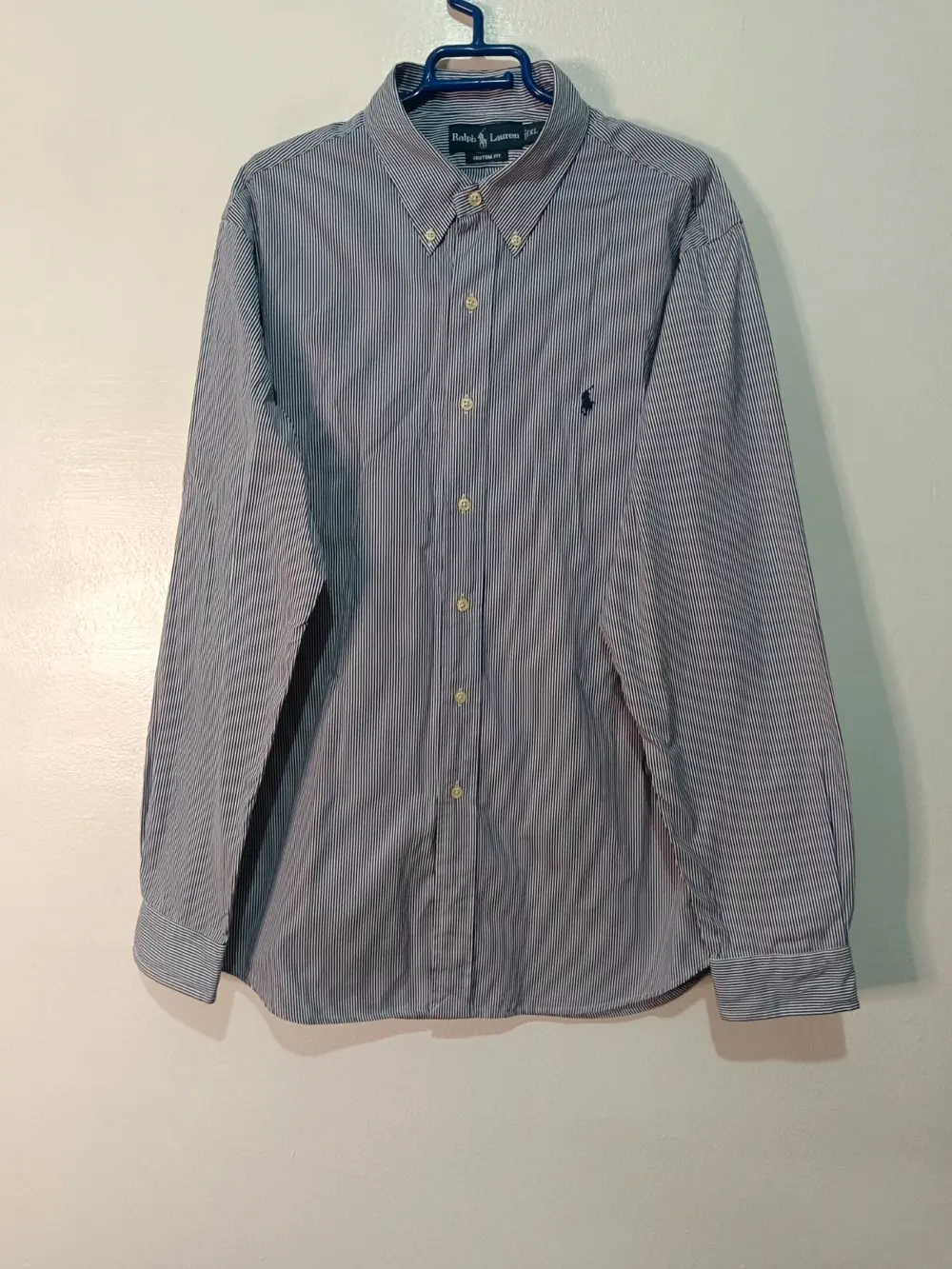 Camisa Ralph Lauren rayas azul marino custom fit talla XL