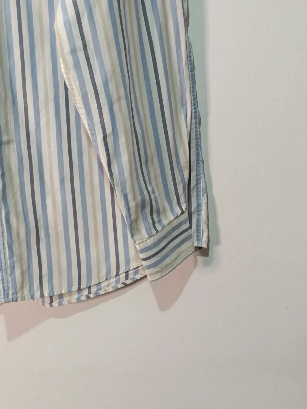 Camisa manga larga Lacoste rayas azul beige talla 42, foto 2