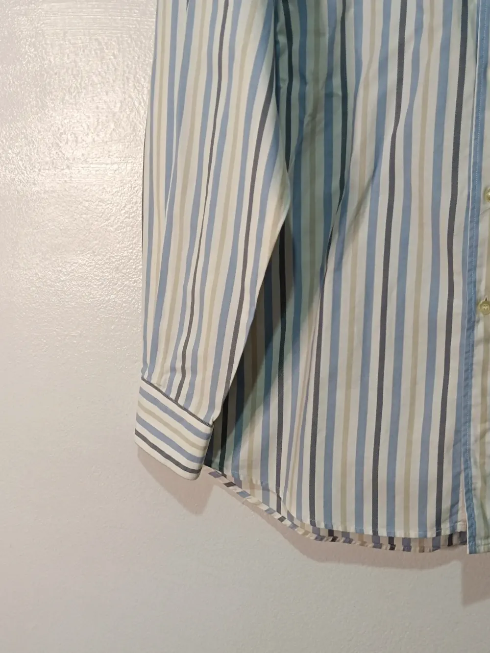 Camisa manga larga Lacoste rayas azul beige talla 42, foto 3