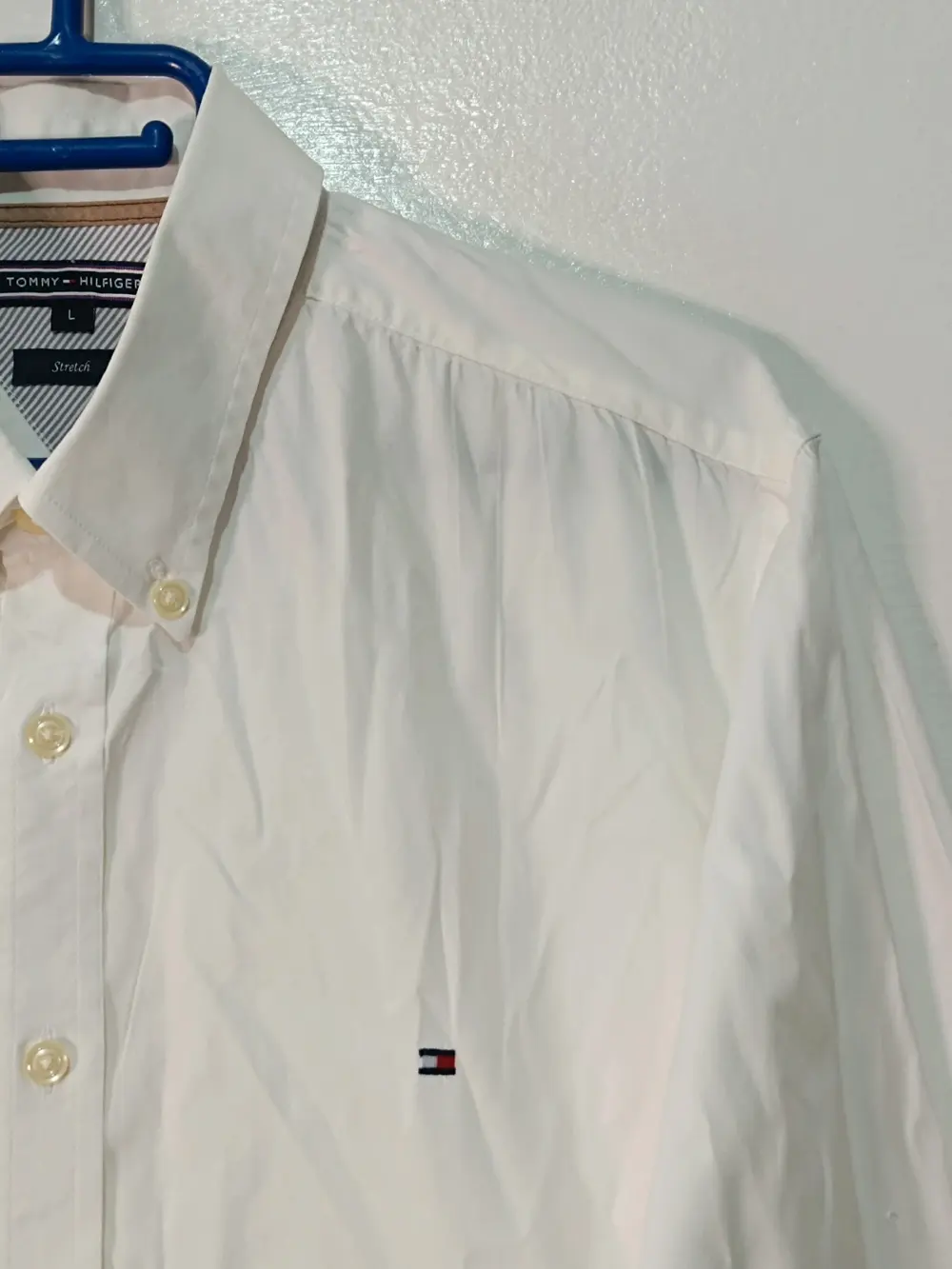 Camisa manga larga Tommy Hilfiger blanca clásica, talla L (Stretch), foto 4