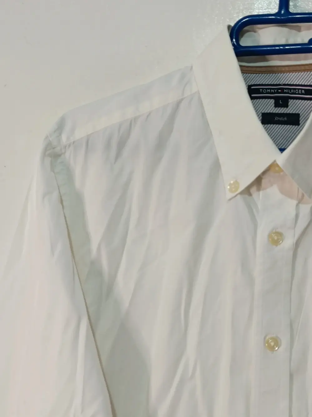 Camisa manga larga Tommy Hilfiger blanca clásica, talla L (Stretch), foto 5
