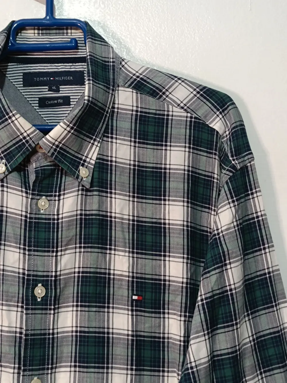 Camisa manga larga a cuadros Tommy Hilfiger talla XL verde/azul, talla X, foto 5
