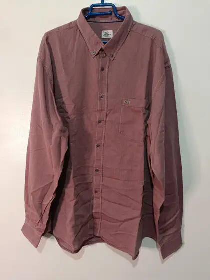 Camisa Lacoste Manga Larga Microcuadros Granate / Burdeos Talla 50 sirve para 2XL 3XL ver medidas