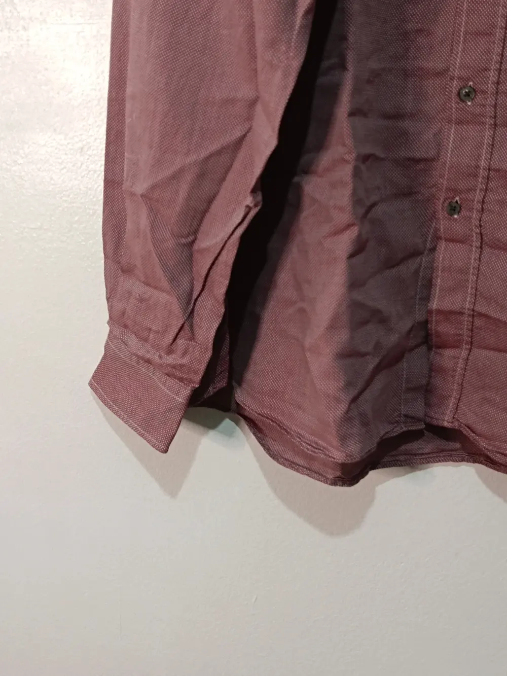 Camisa Lacoste Manga Larga Microcuadros Granate / Burdeos Talla 50 sirve para 2XL 3XL ver medidas, foto 3