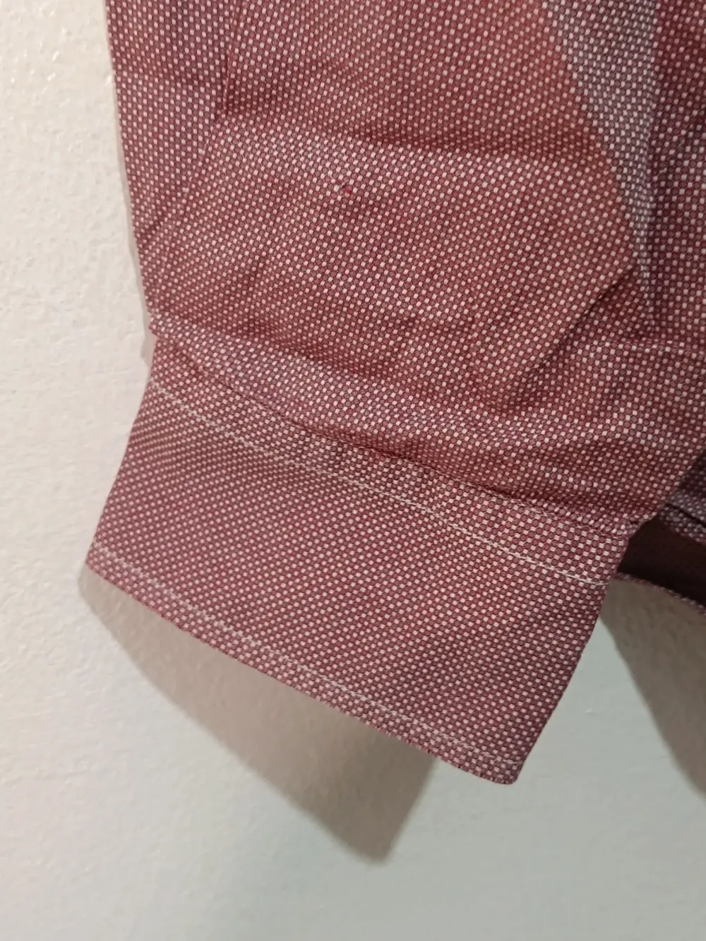 Camisa Lacoste Manga Larga Microcuadros Granate / Burdeos Talla 50 sirve para 2XL 3XL ver medidas, foto 4